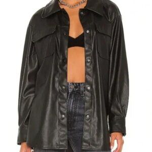 Steve Madden Black Faux Leather Good Measure Shacket (M)
